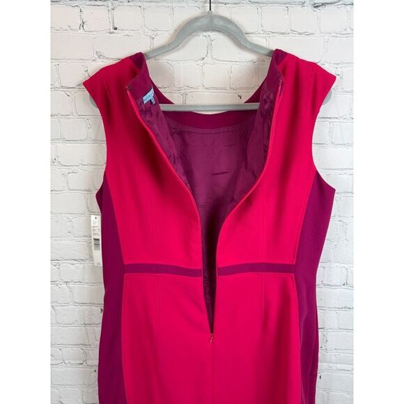 ANTONIO MELANI Edelina raspberry/pom sleeveless sheath classic dress size 14 NWT - Picture 7 of 8